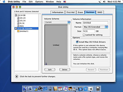 Creating Partition on Mac OS X