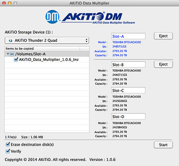 AKiTiO Data Multiplier GUI